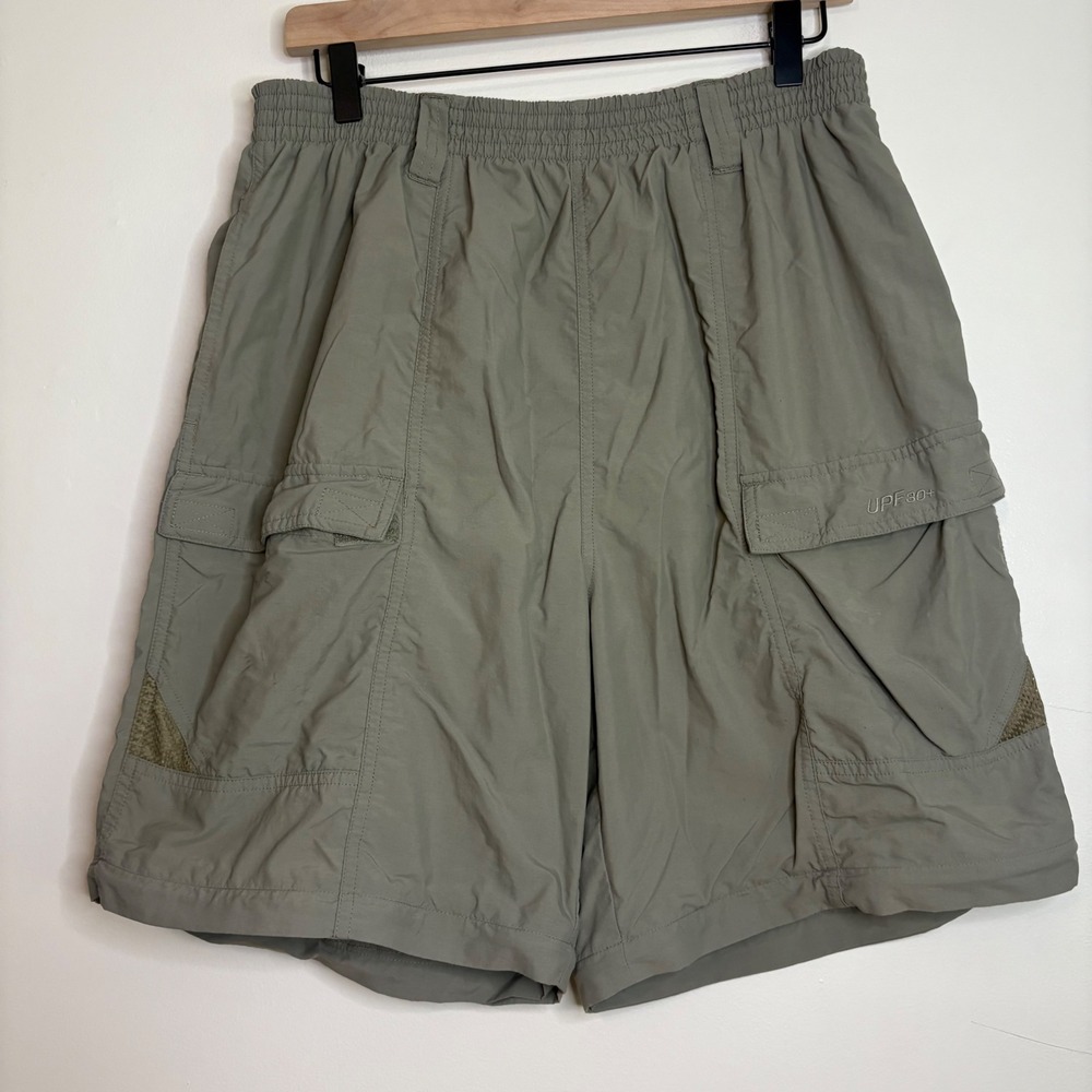 Columbia PFG Zip-Off Shorts L Green Nylon Cargo UPF 30+ No Pant Legs